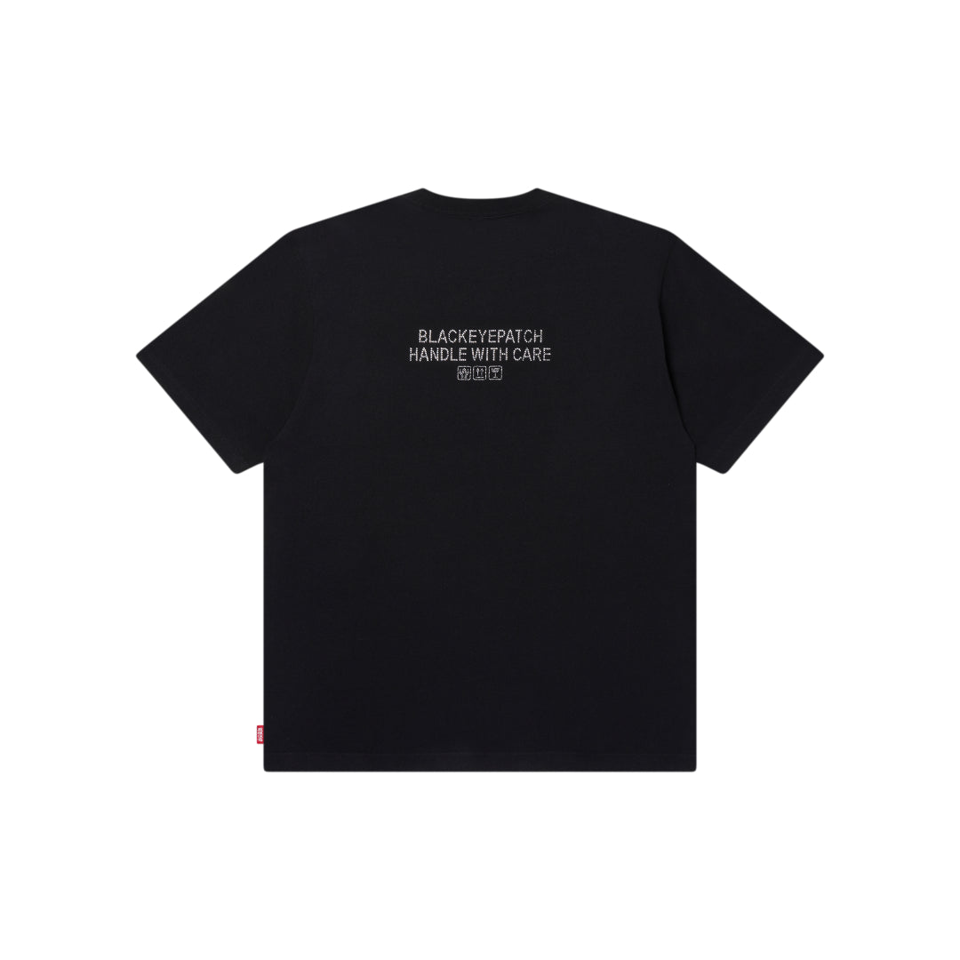 Black Eye Patch RHINESTONE GRAYSCALE HWC LABEL TEE ブラックアイ