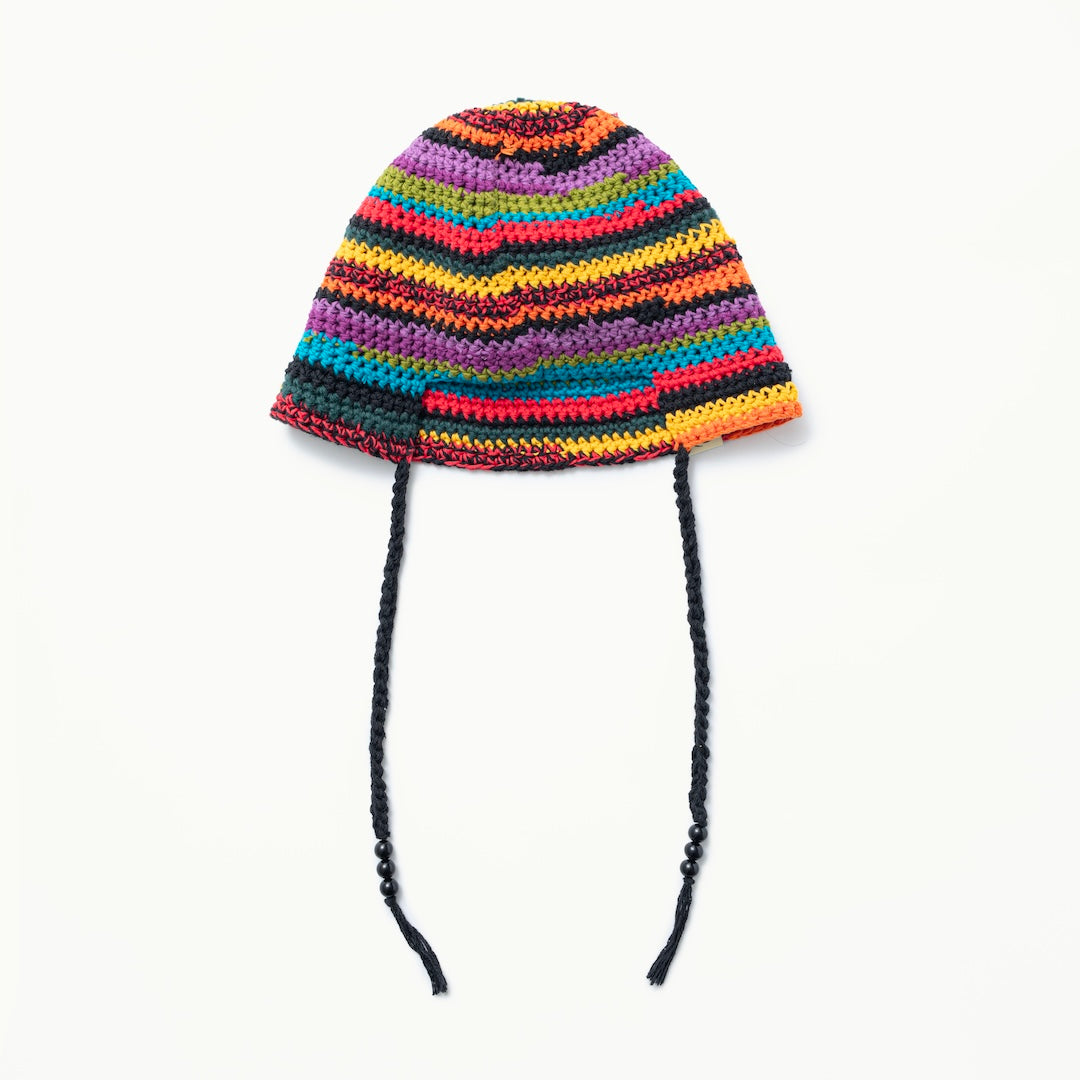 sol ニット帽 Hand-knitted Border Hat ネイビー 帽子