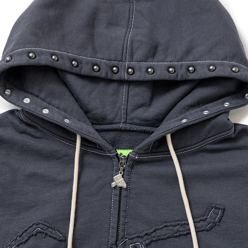 Face Logo Studded Zip Hoodie