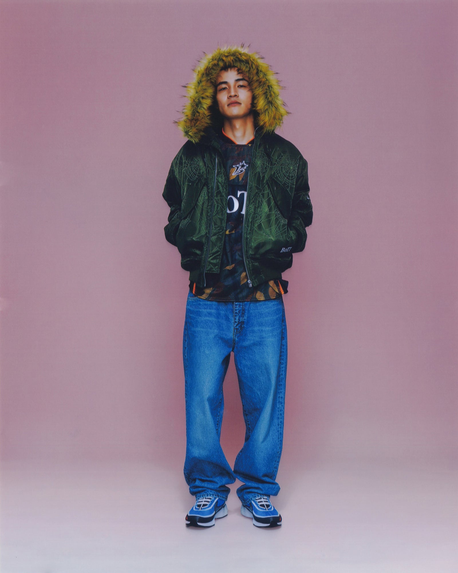 Hooded Jacquard Bomber Jacket