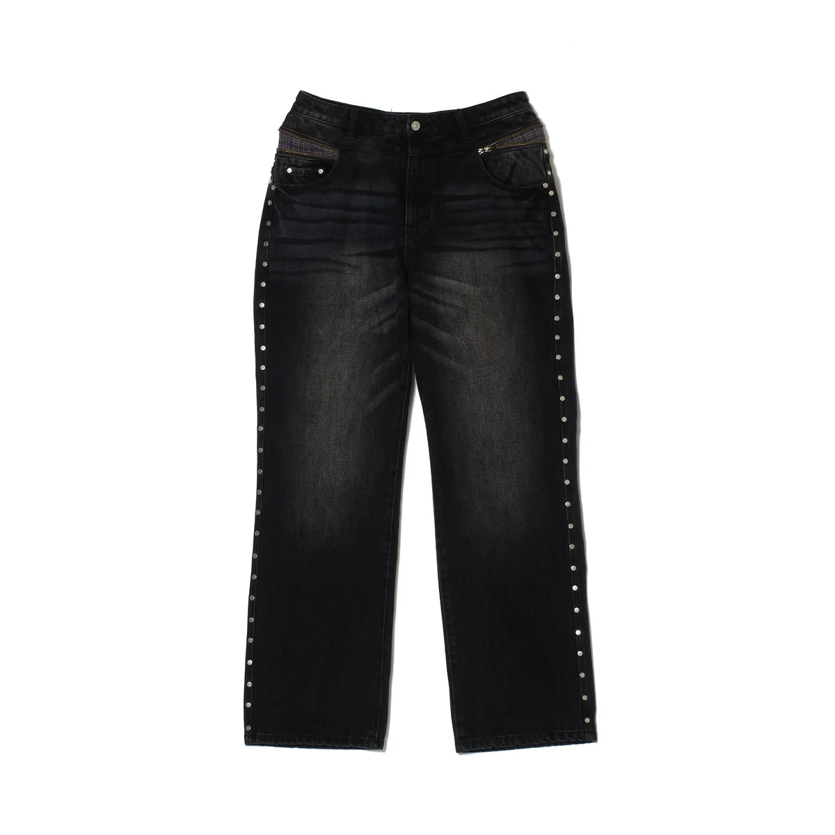 STUDDED BACK ZIP JEANS
