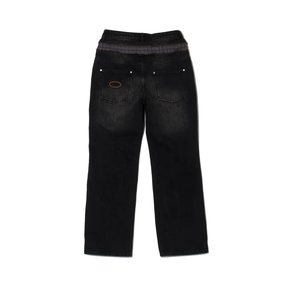 STUDDED BACK ZIP JEANS