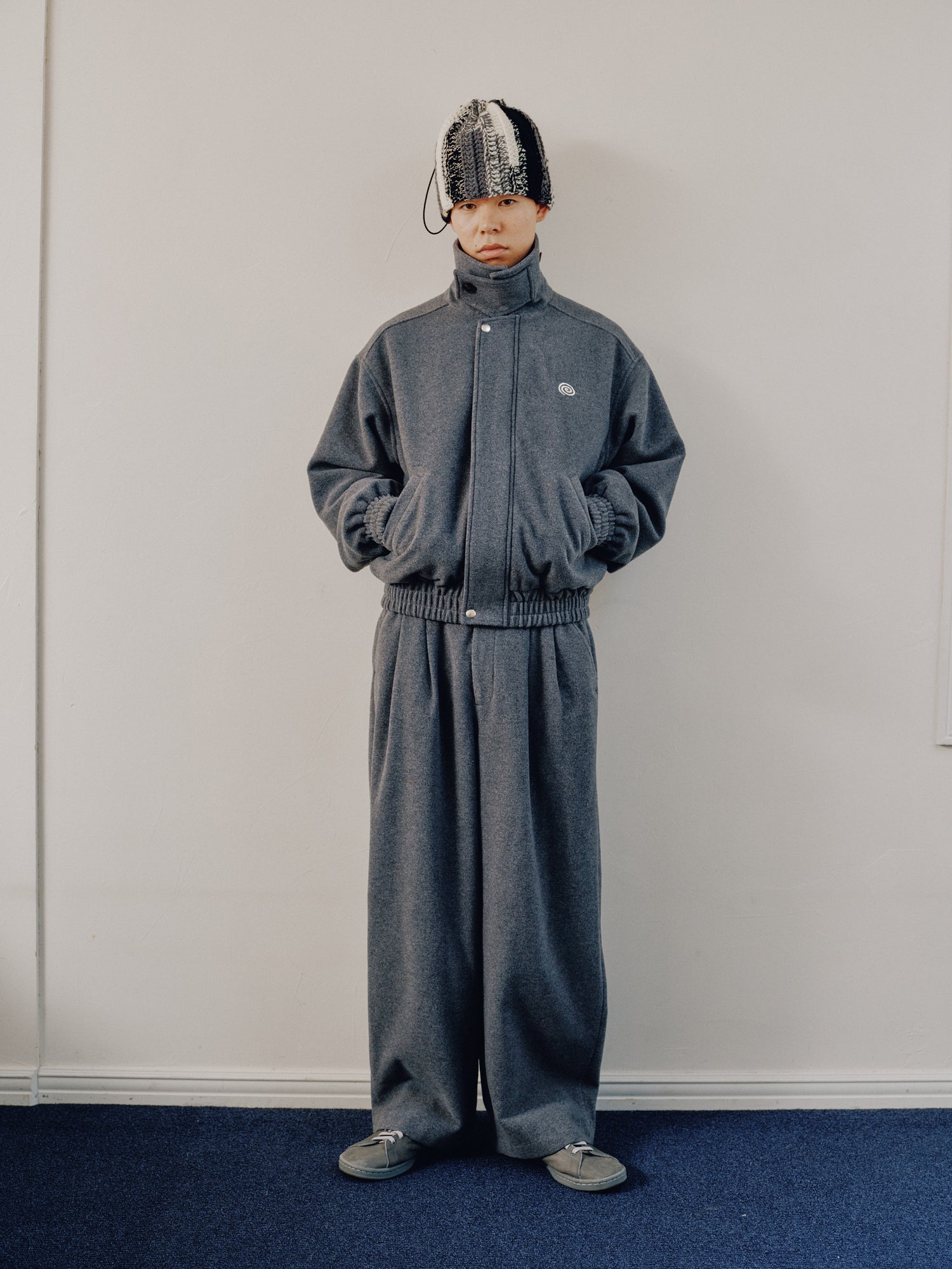 Wool-Blend Stand-Collar Jacket