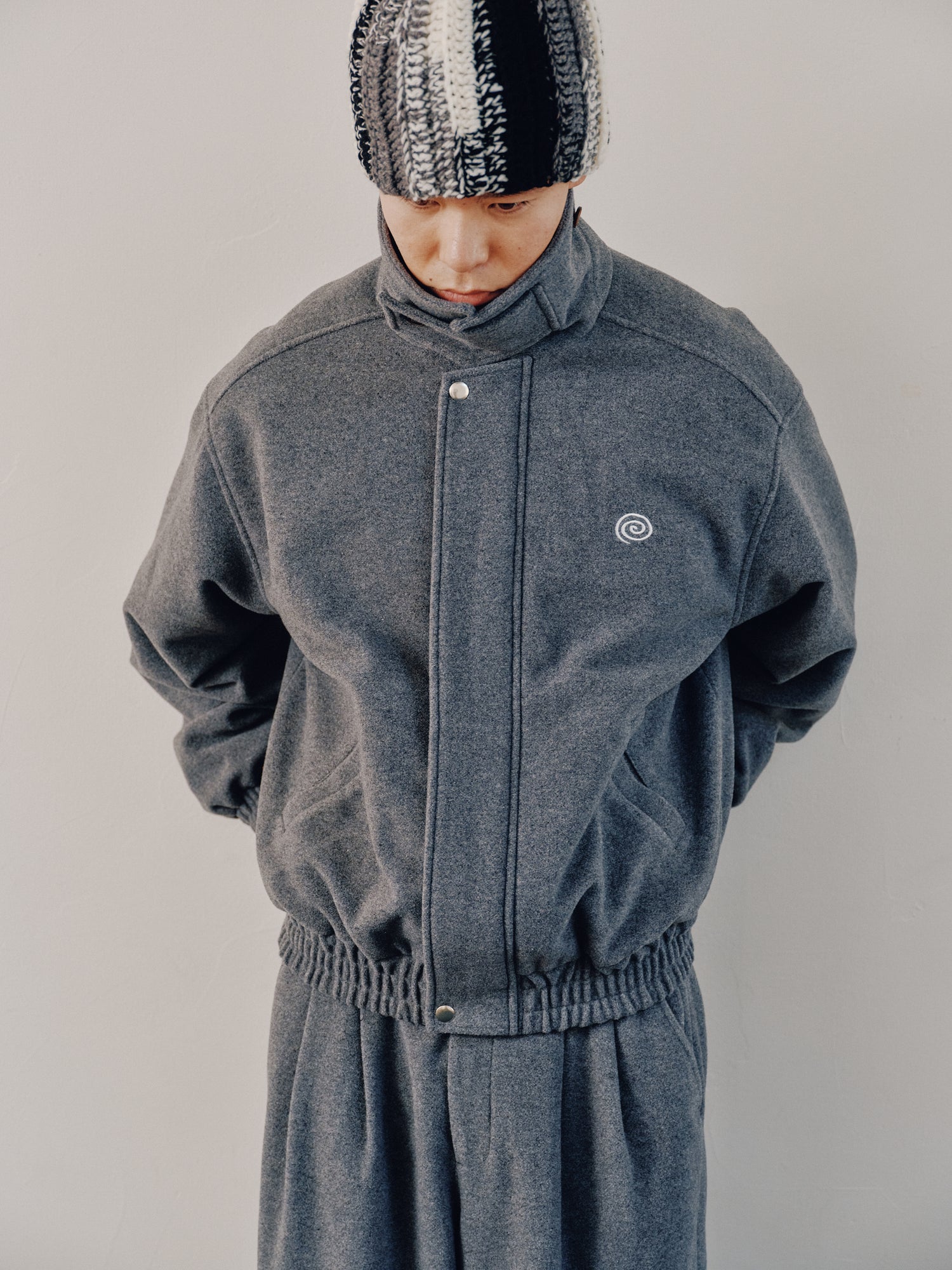 Wool-Blend Stand-Collar Jacket