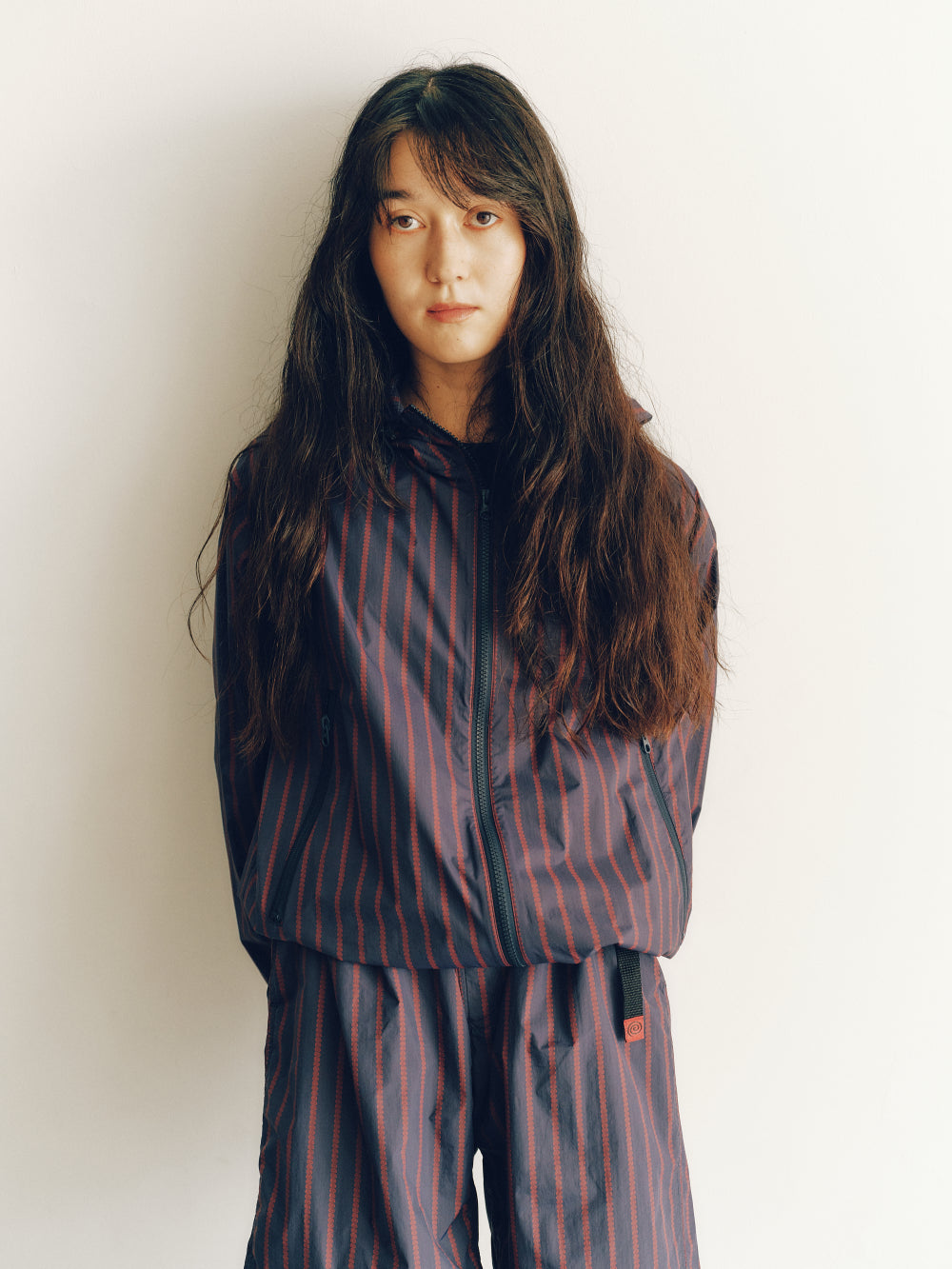 Stripe Nylon Hooded Jacket