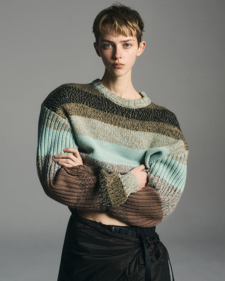 GRADATION STRIPE CREWNECK SWEATER