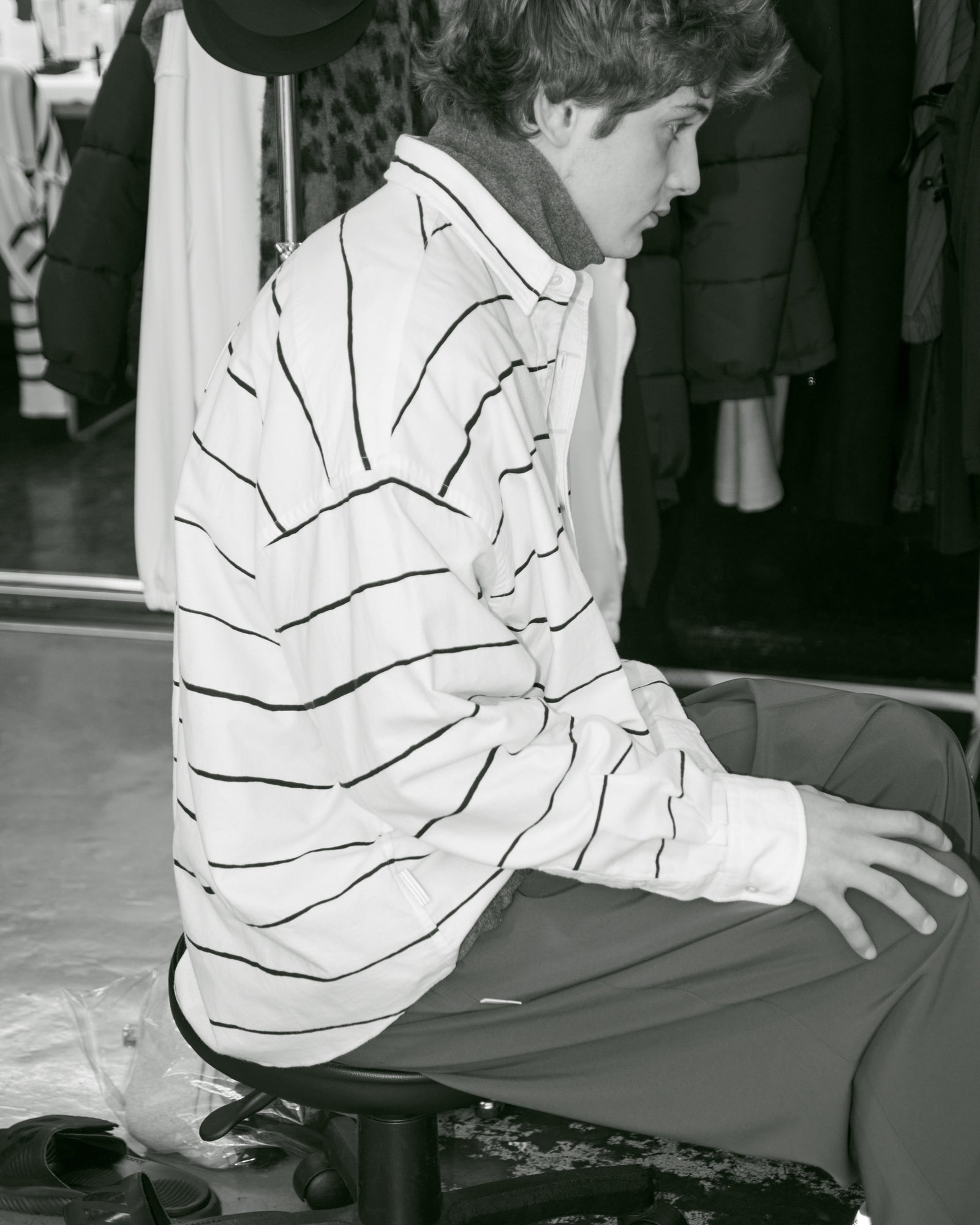 SIDE STRIPES NEL SHIRT