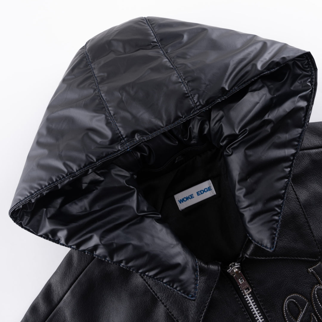 Leather Tech Bomber Jacket