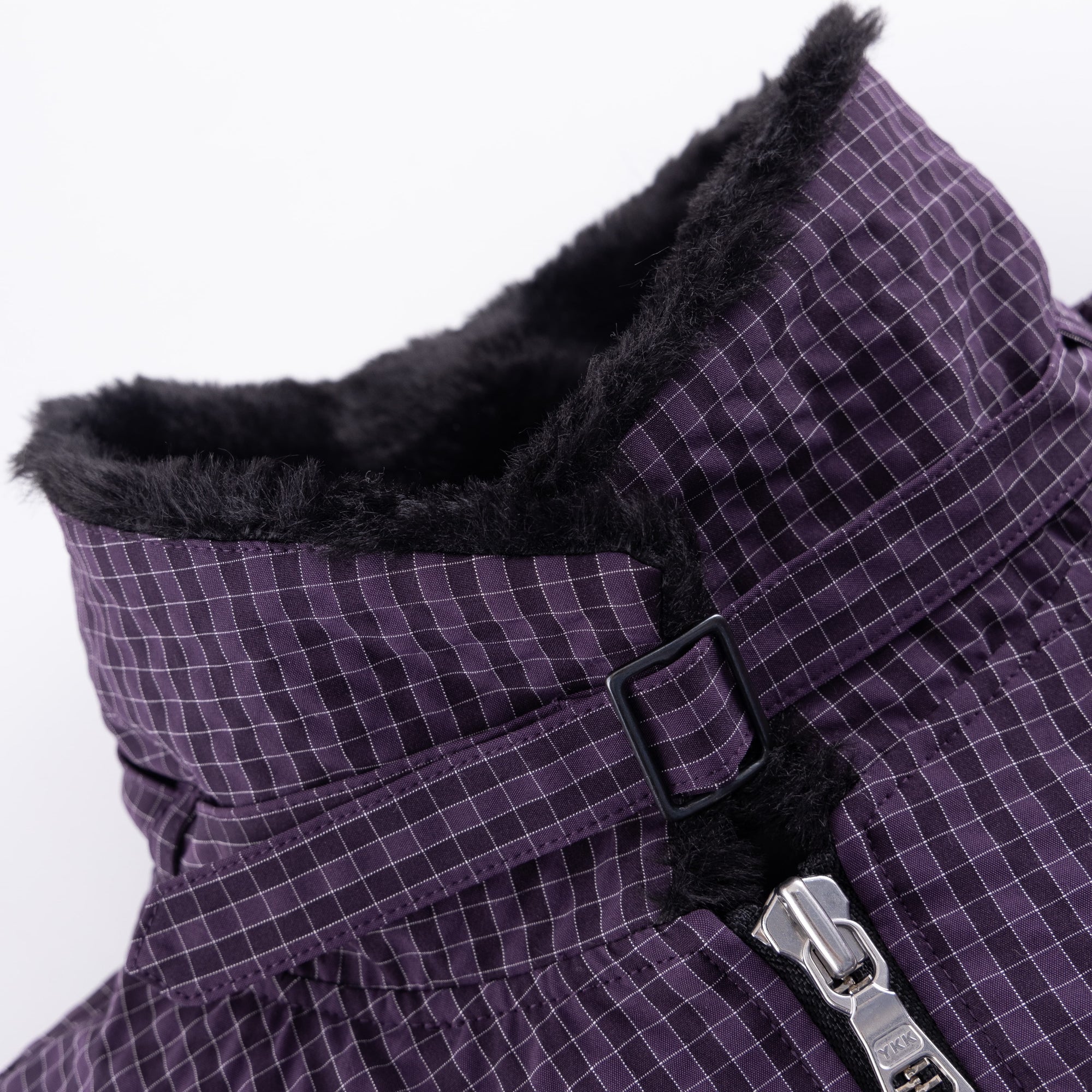 Fur Collar Checkered Down Jacket