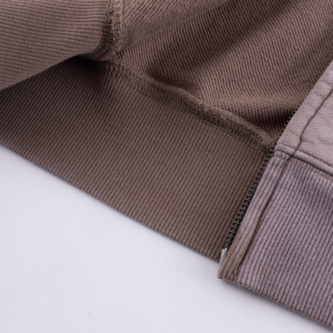 Faded Embroidery Zip Up Hoodie