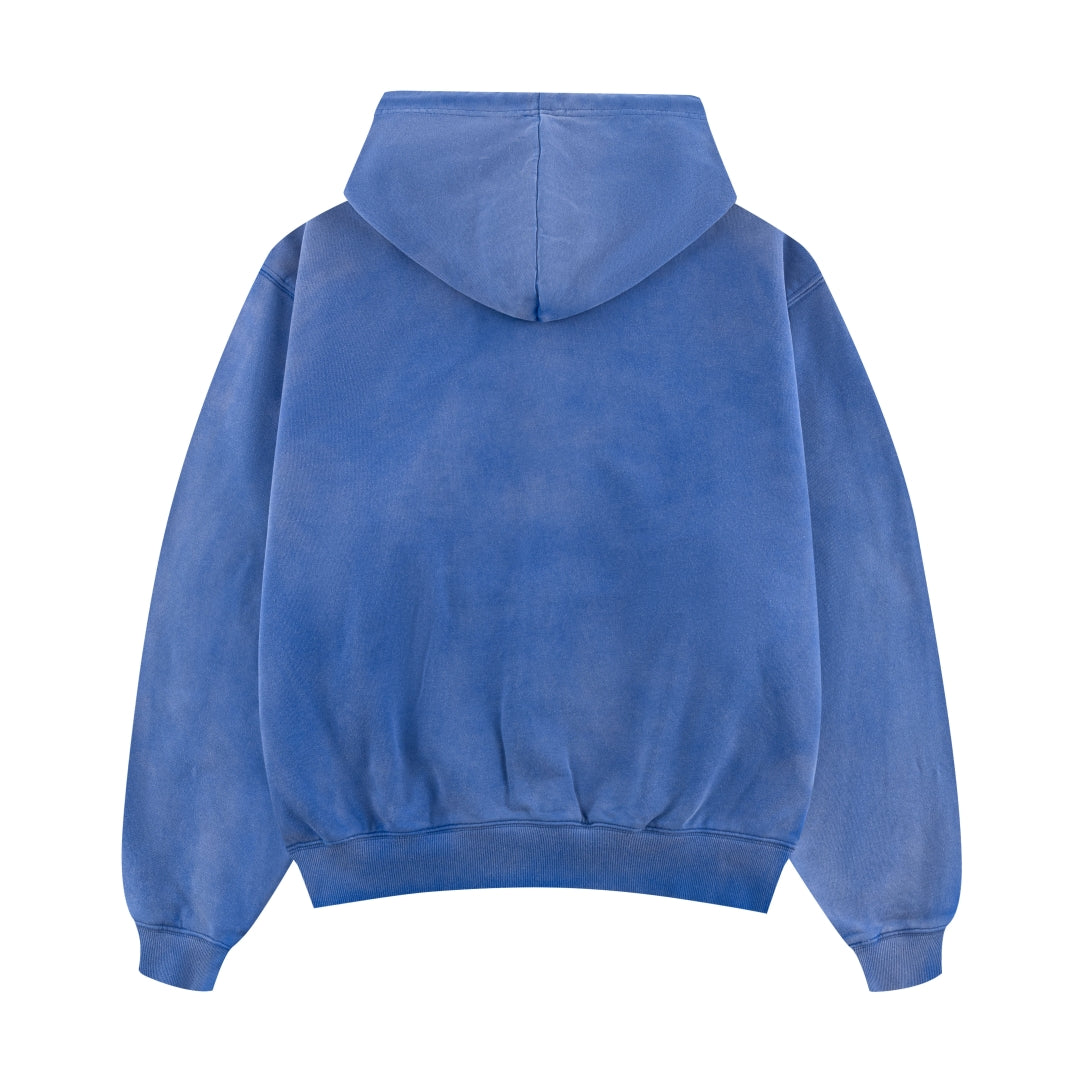 Faded Embroidery Zip Up Hoodie