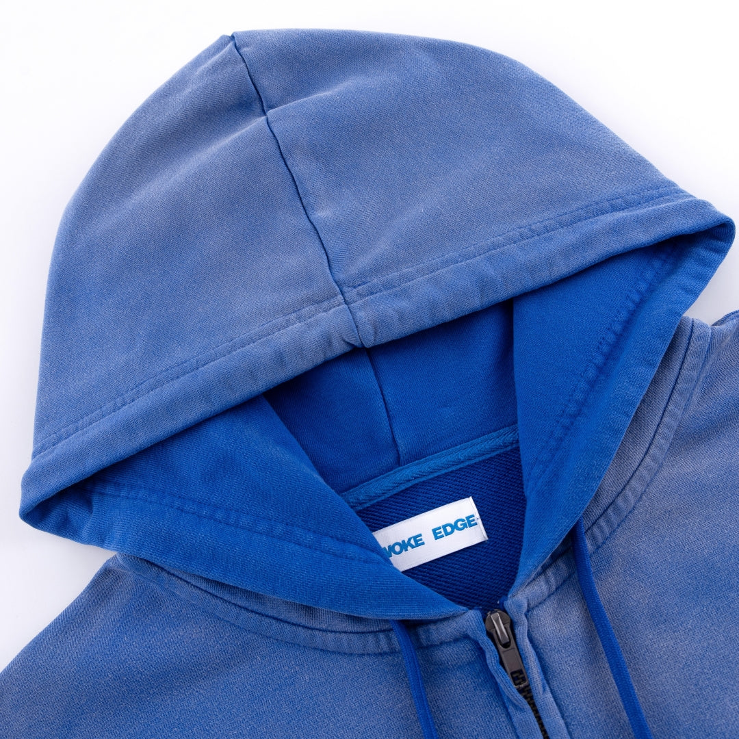 Faded Embroidery Zip Up Hoodie