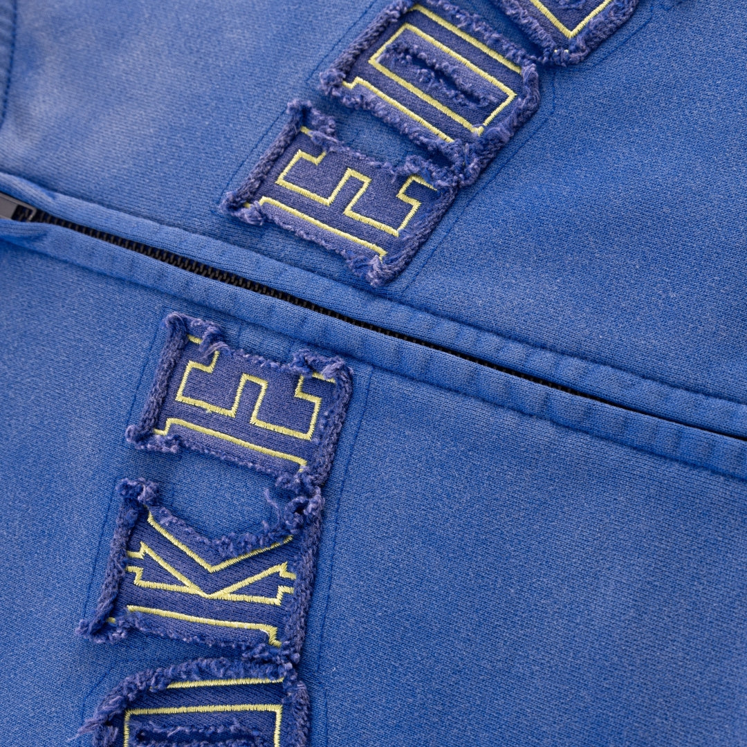 Faded Embroidery Zip Up Hoodie