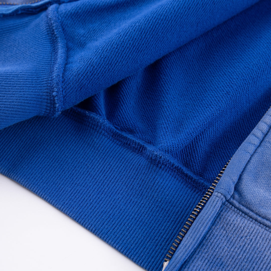 Faded Embroidery Zip Up Hoodie