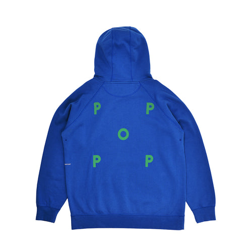 POP TRADING COMPANY(ポップトレーディングカンパニー) / Pop logo hooded sweat (Sodalite Blue/Foliage)