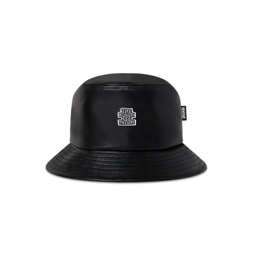 OG LABEL FAUX LEATHER BUCKET HAT BLACK
