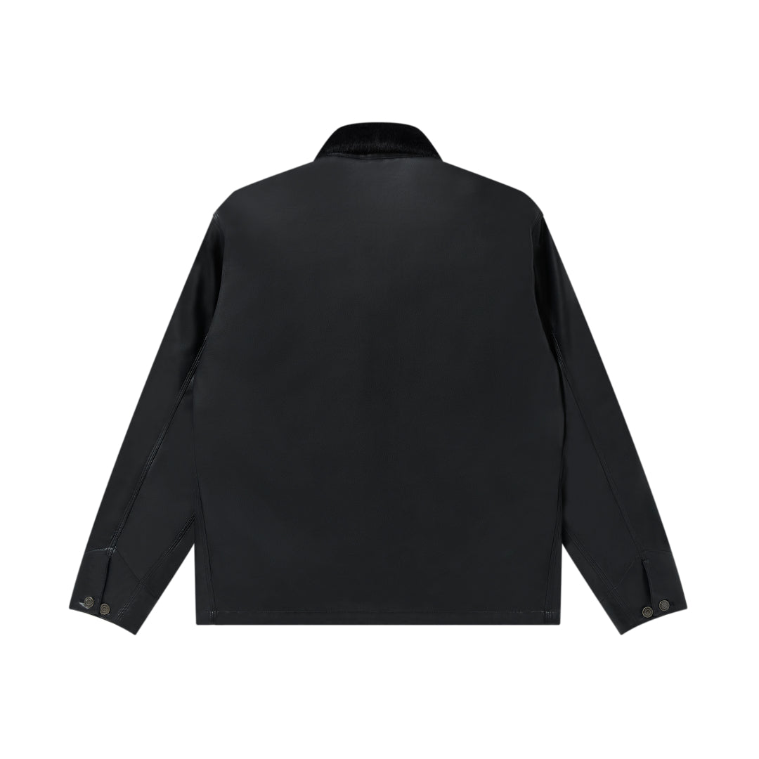 OG LABEL FAUX LEATHER COVERALL JACKET