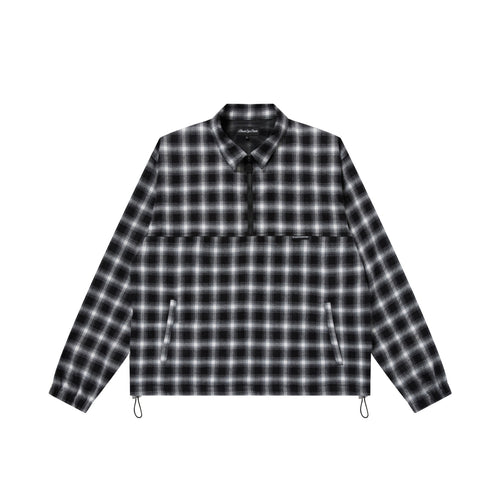 COLLARED HALF ZIP FLANNEL PULLOVER