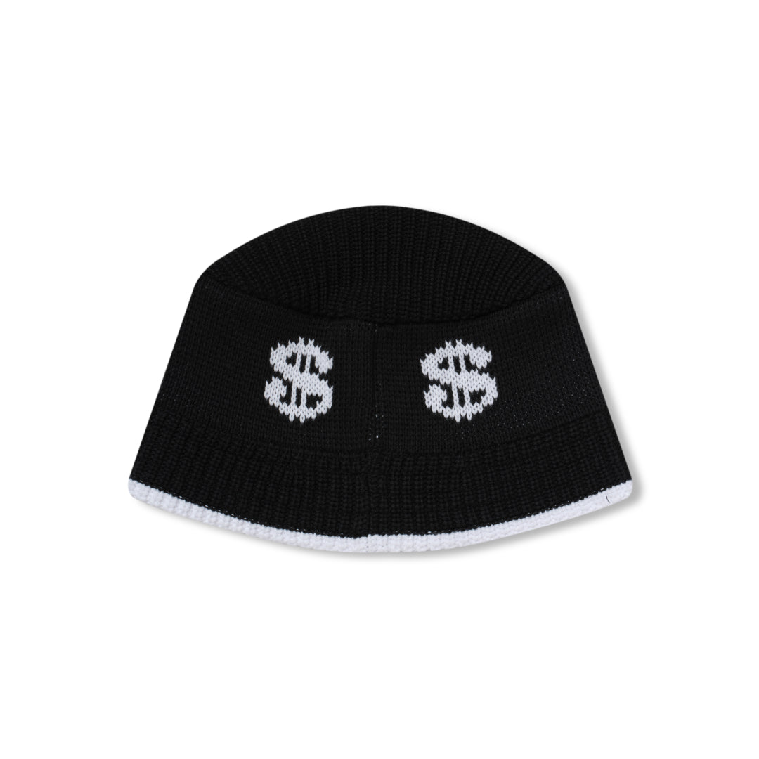 DOLLAR SIGN KNITTED BUCKET HAT