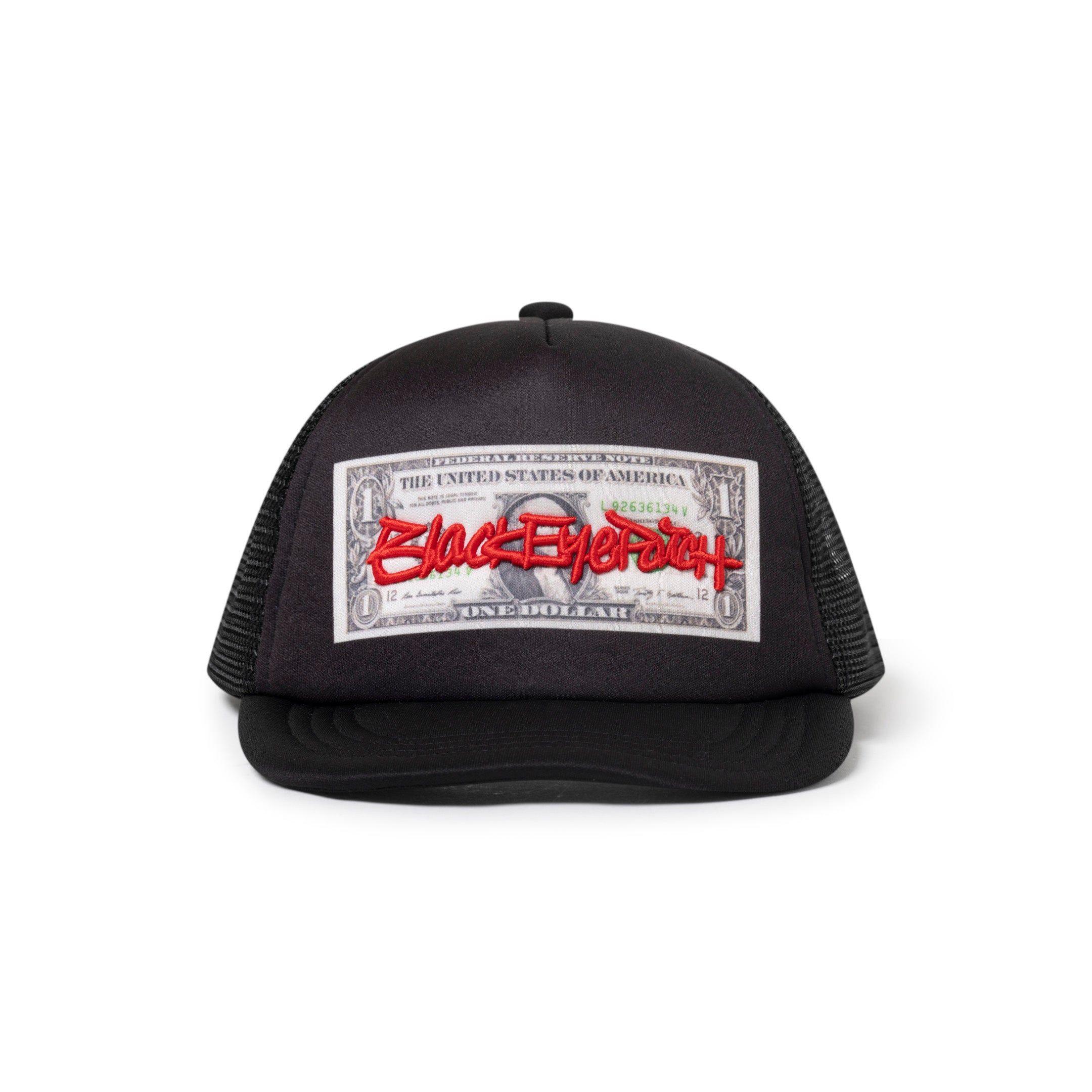 Black Eye Patch FASTHAND SCRIPT DOLLAR BILL MESH CAP