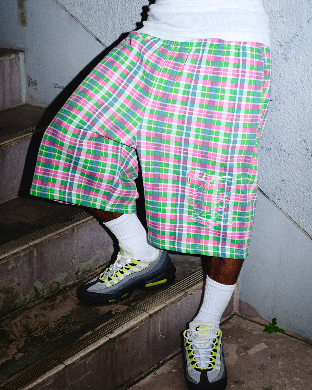 BIG B CHECKED BAGGY SWEAT SHORTS