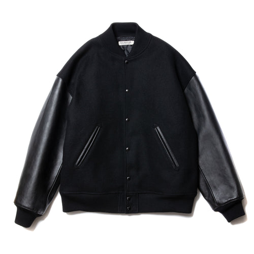 Wool Melton Error Fit Stadium Jacket (Black×Black)