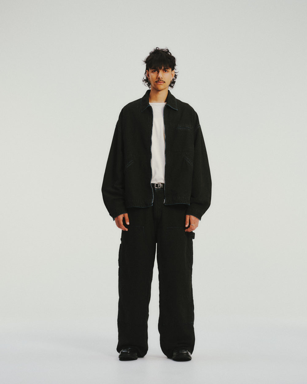 Grainy Denim Double Knee Painter Pants