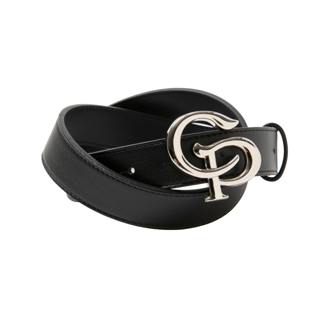 Symbol Buckle Leather Belt