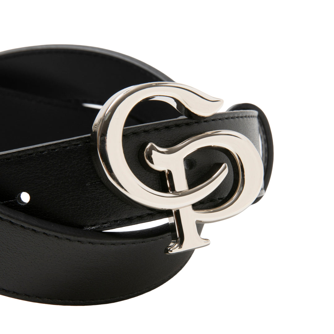 Symbol Buckle Leather Belt