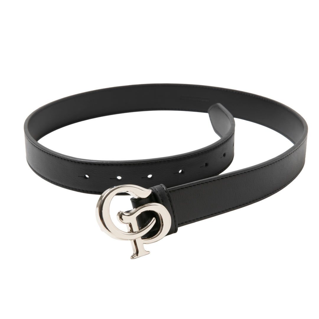Symbol Buckle Leather Belt