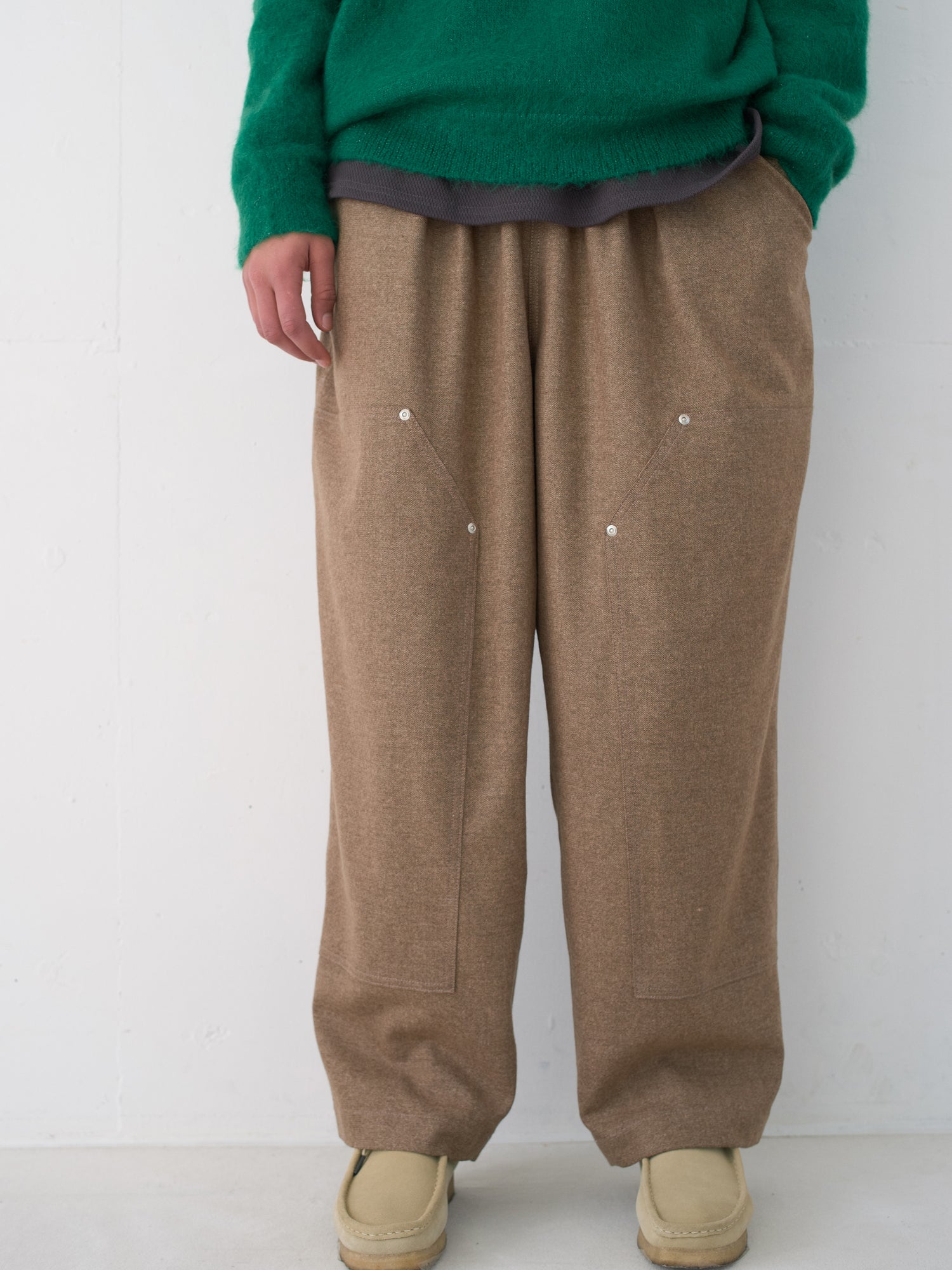 CASHMERE WOOL DOUBLE KNEE PANTS