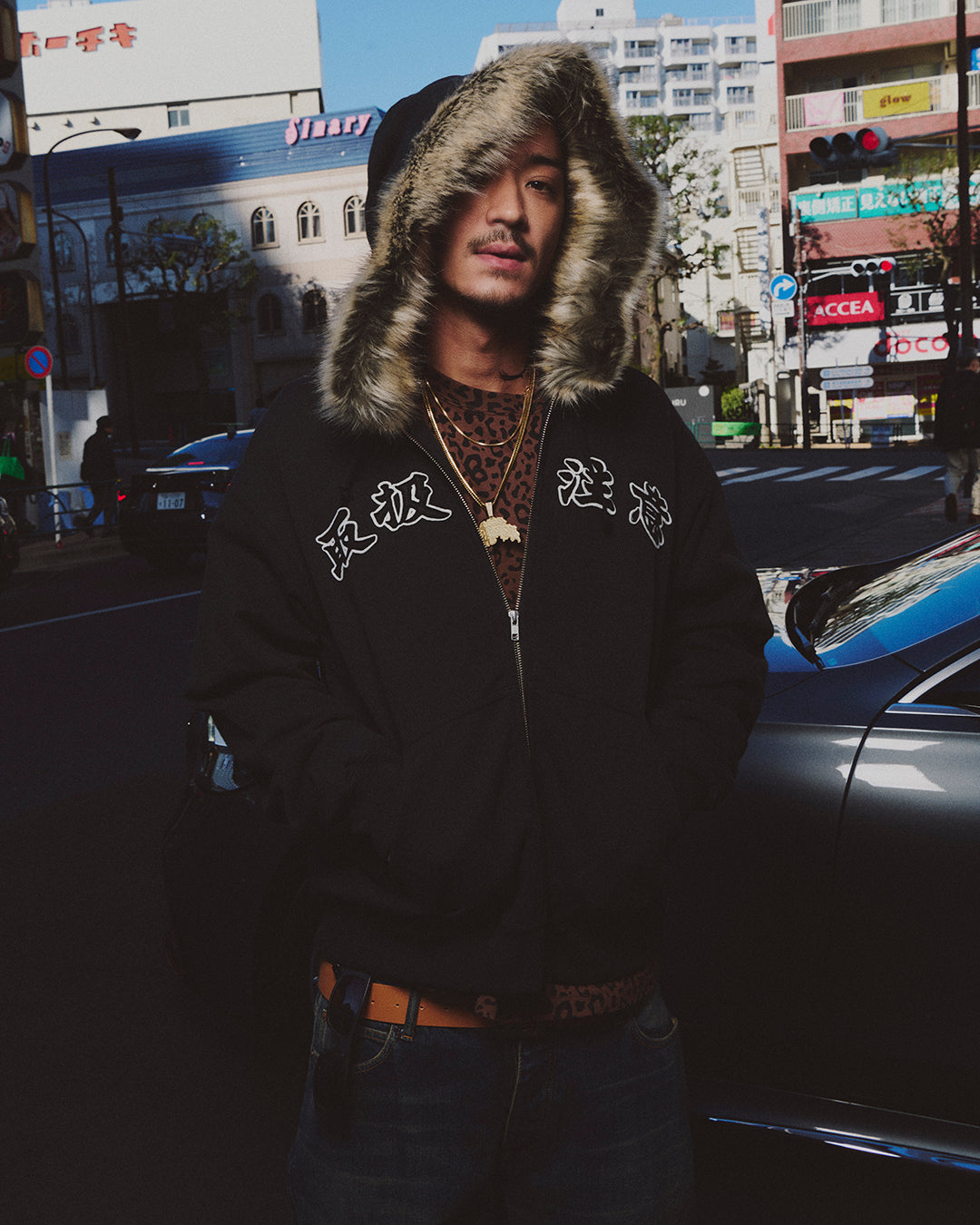 FAUX FUR HOODED HWC ZIP HOODIE