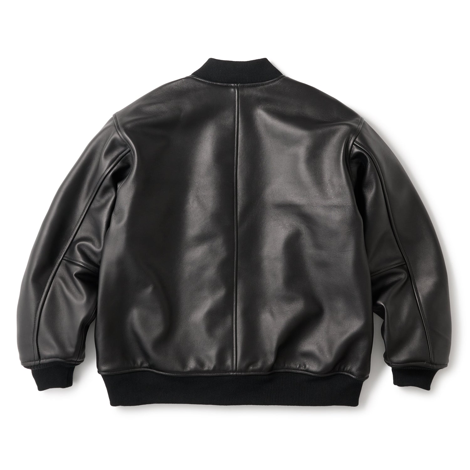 LEATHER ZIP VARSITY JACKET