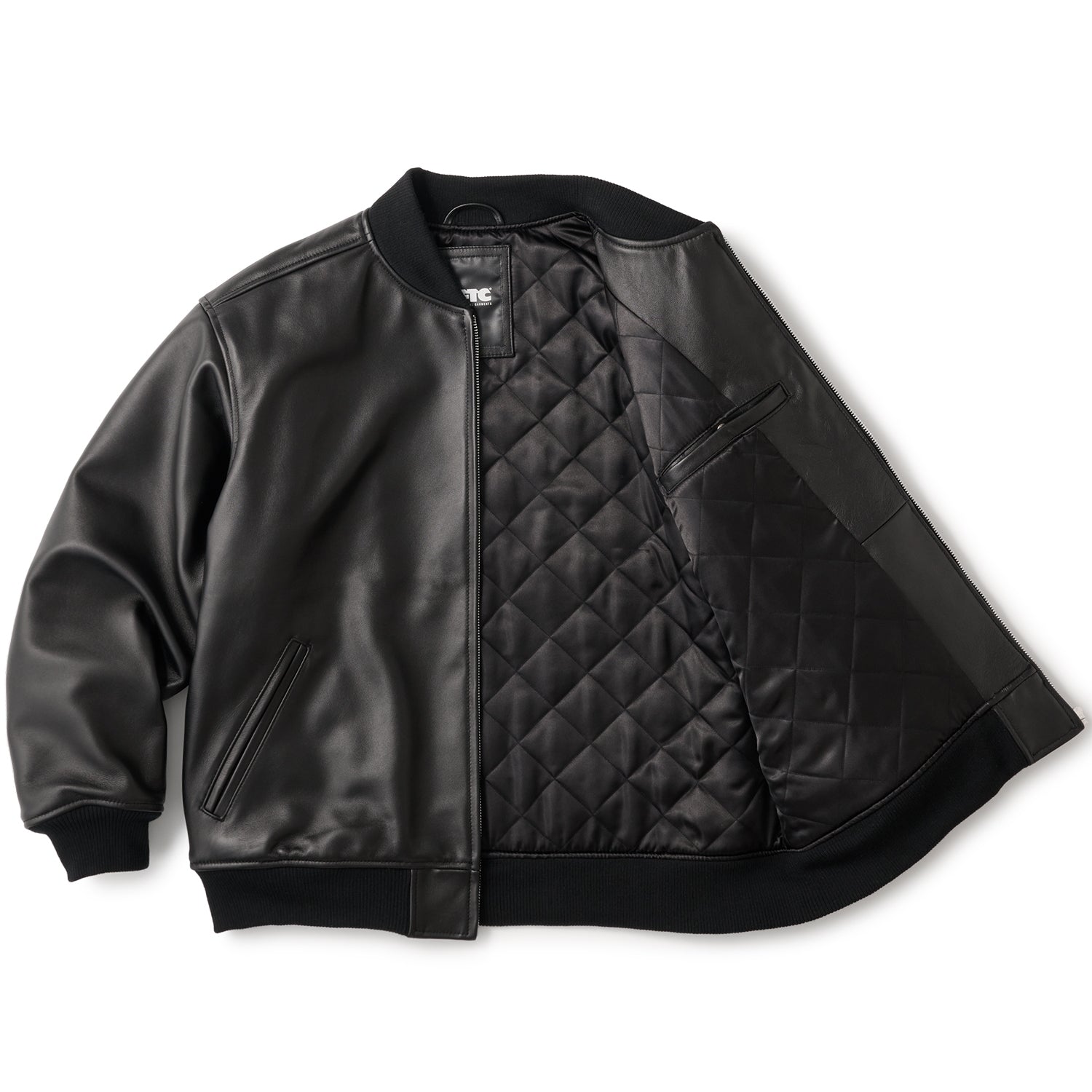 LEATHER ZIP VARSITY JACKET