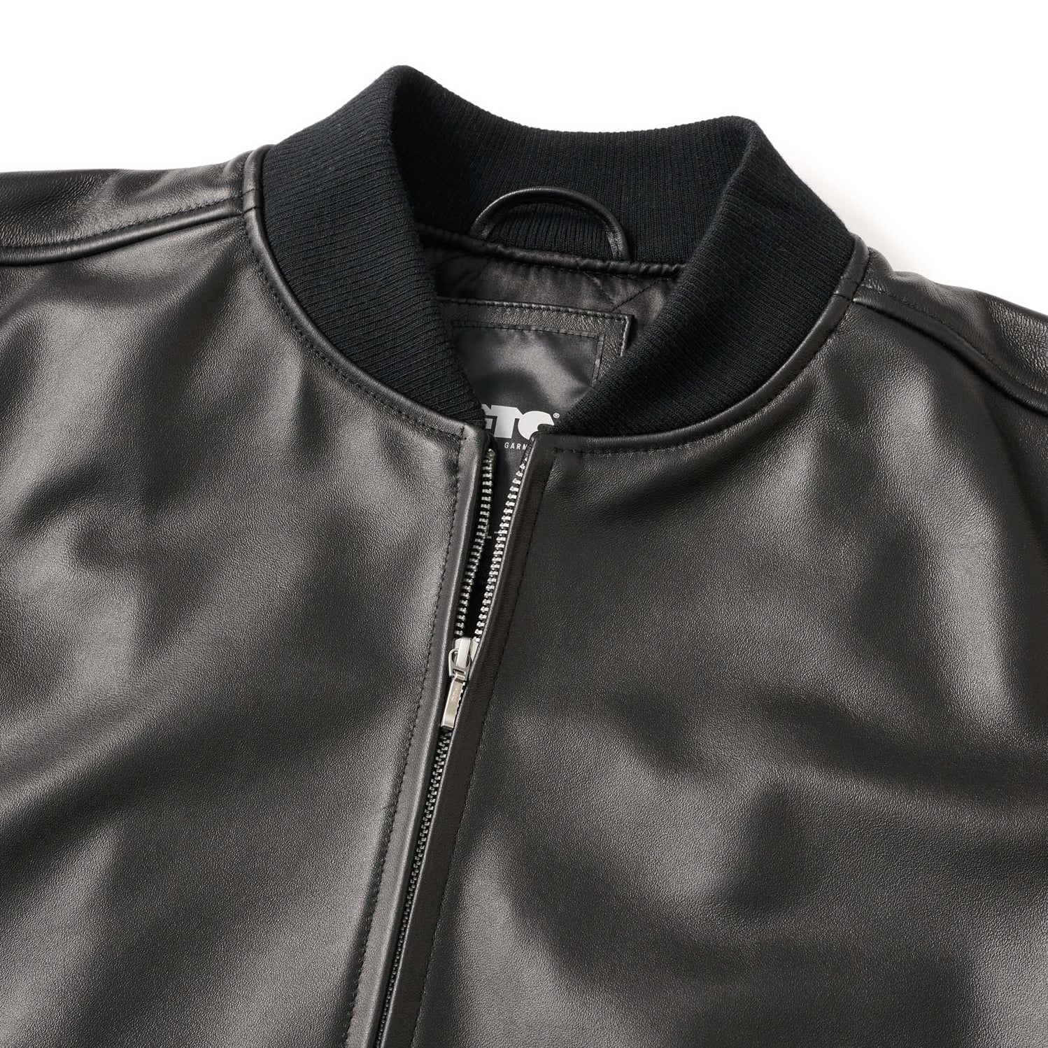 LEATHER ZIP VARSITY JACKET