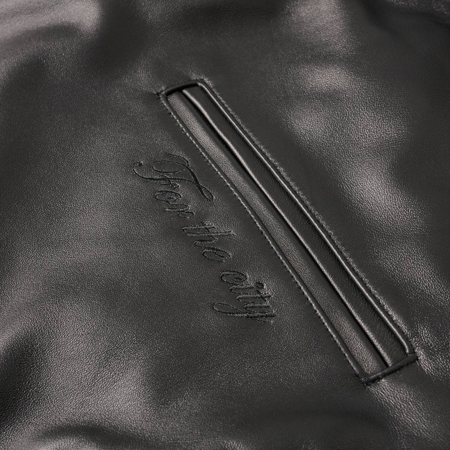 LEATHER ZIP VARSITY JACKET