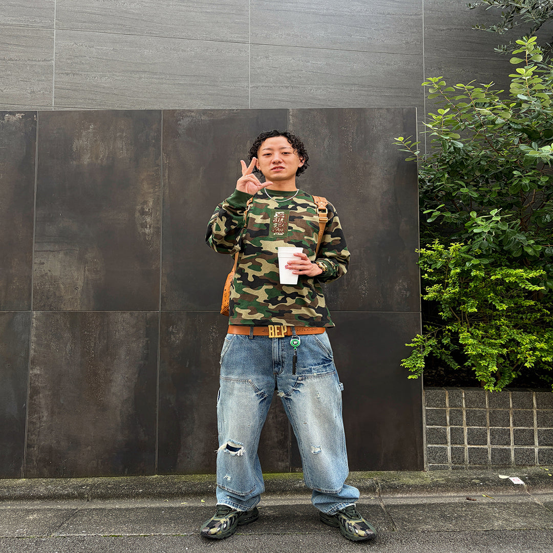 HWC LABEL WASHED CAMO HEAVYWEIGHT L/S TEE