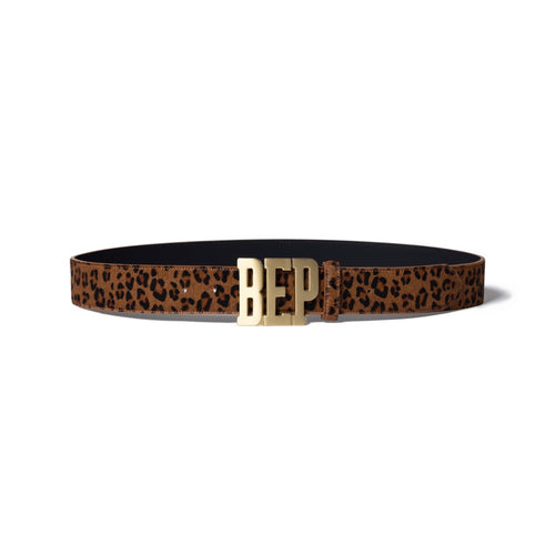 LEOPARD PATTERNED LETTERS LEATHER BELT