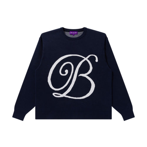 B EMBLEM KNIT SWEATER