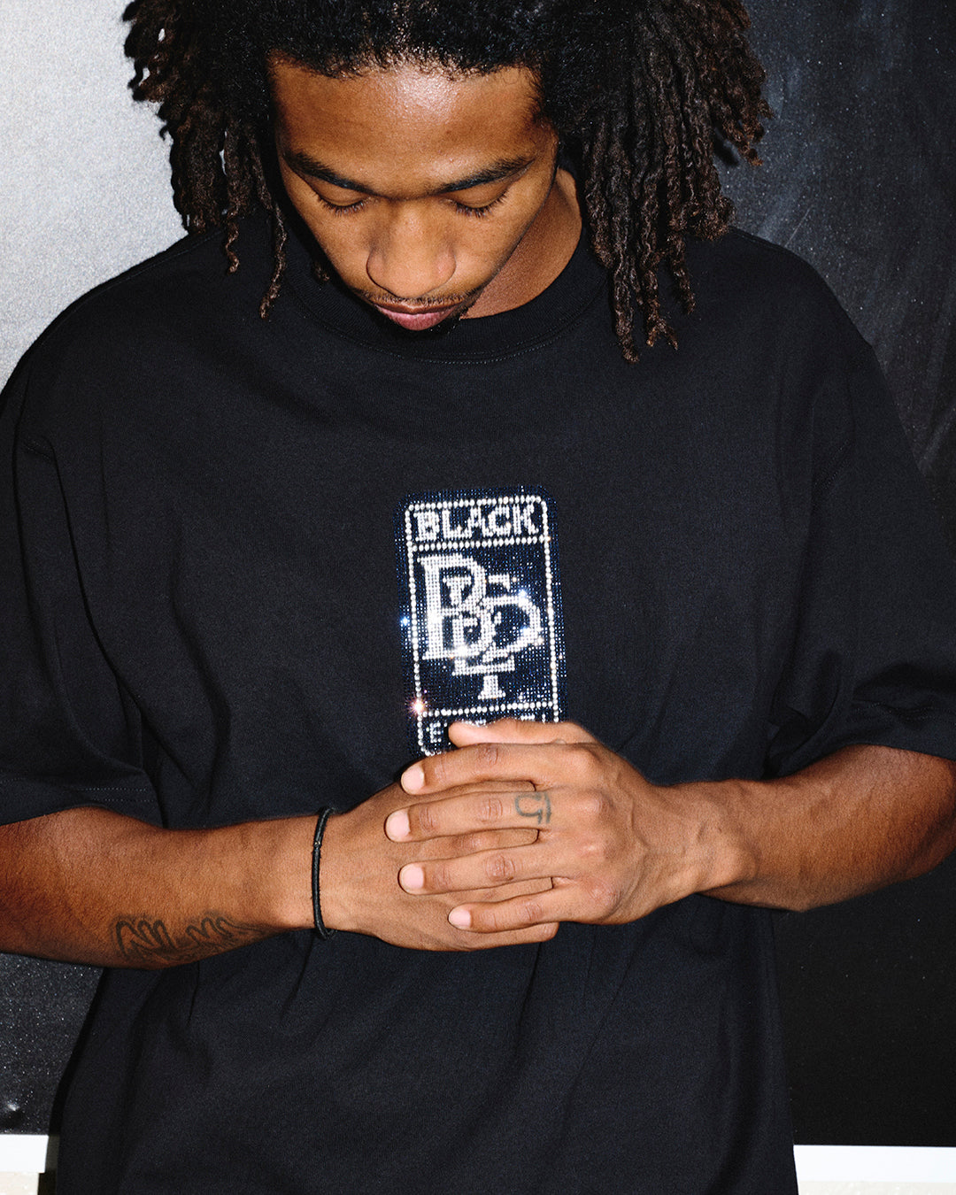 RHINESTONE DOUBLE R LOGO TEE