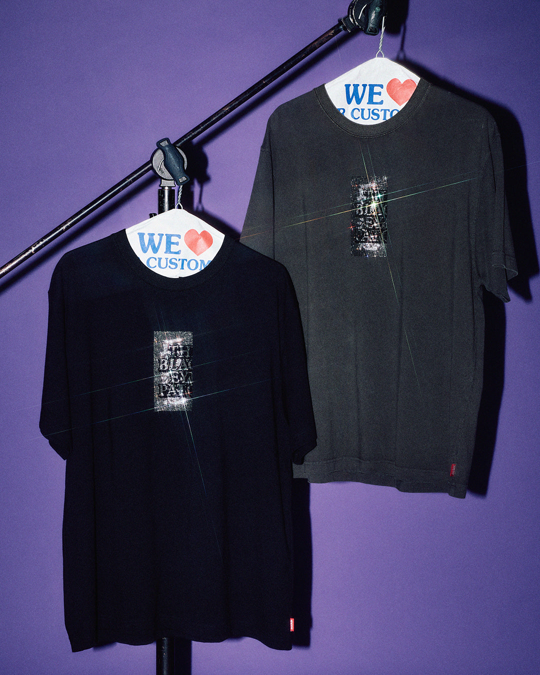 Black Eye Patch RHINESTONE GRAYSCALE HWC LABEL TEE ブラックアイ