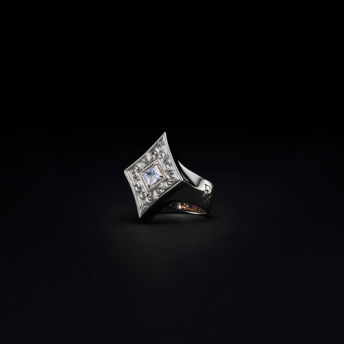Engraved Diamond Ring(Silver)