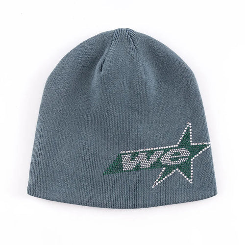 Rhinestone We Star Logo Beanie