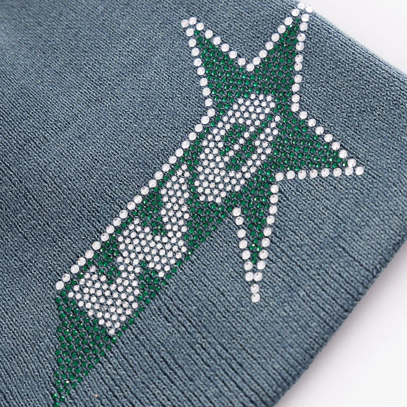 Rhinestone We Star Logo Beanie
