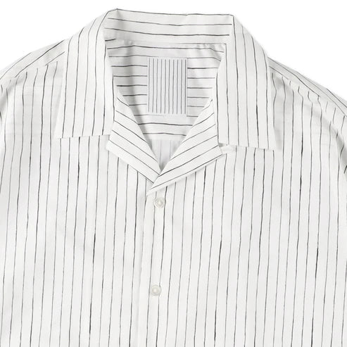 COTTON STRIPE OPEN COLLAR SS SHIRT