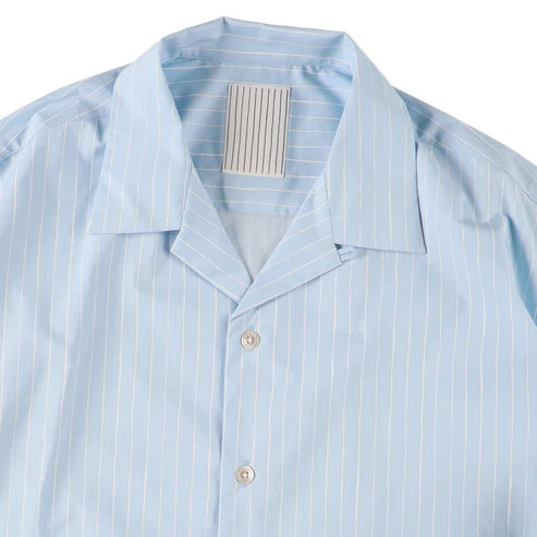 COTTON STRIPE OPEN COLLAR SS SHIRT