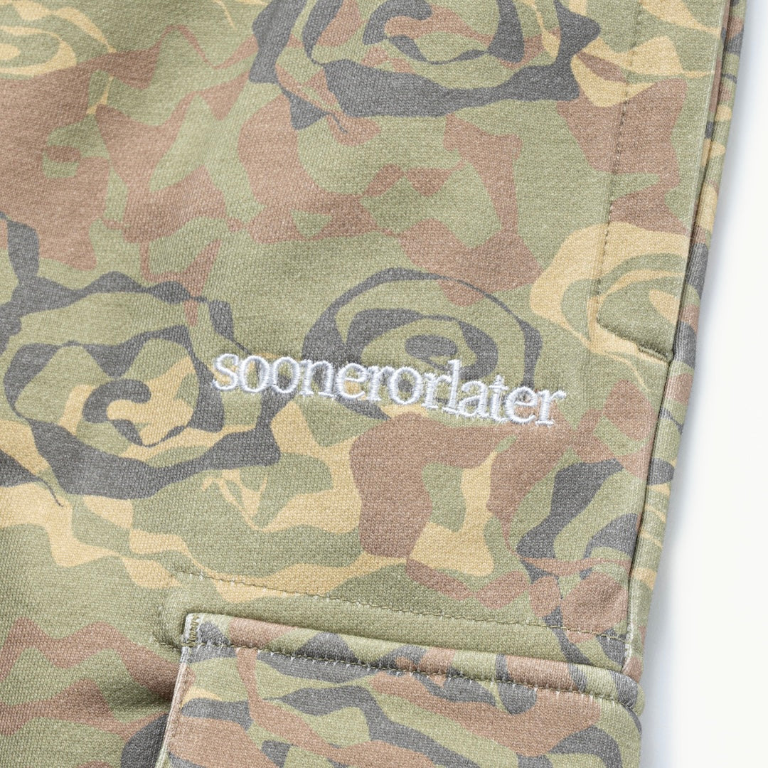 Camo Sweat Cargo Shorts