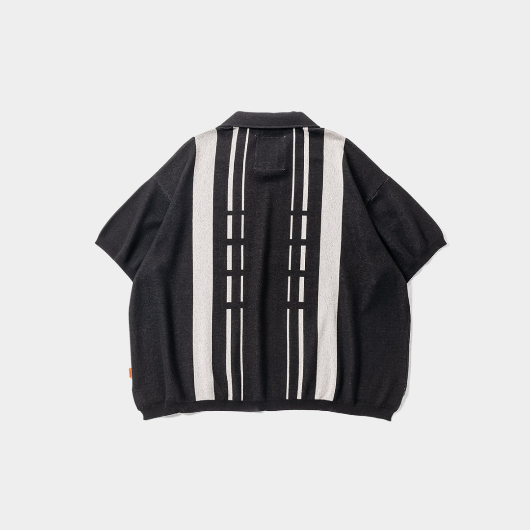 STRIPE KNIT OPEN POLO