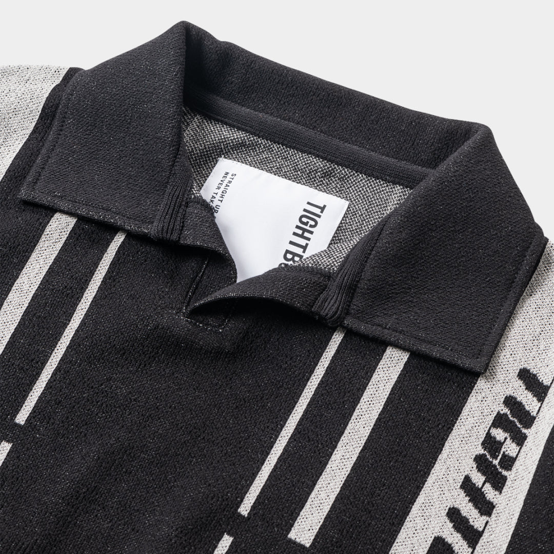 STRIPE KNIT OPEN POLO