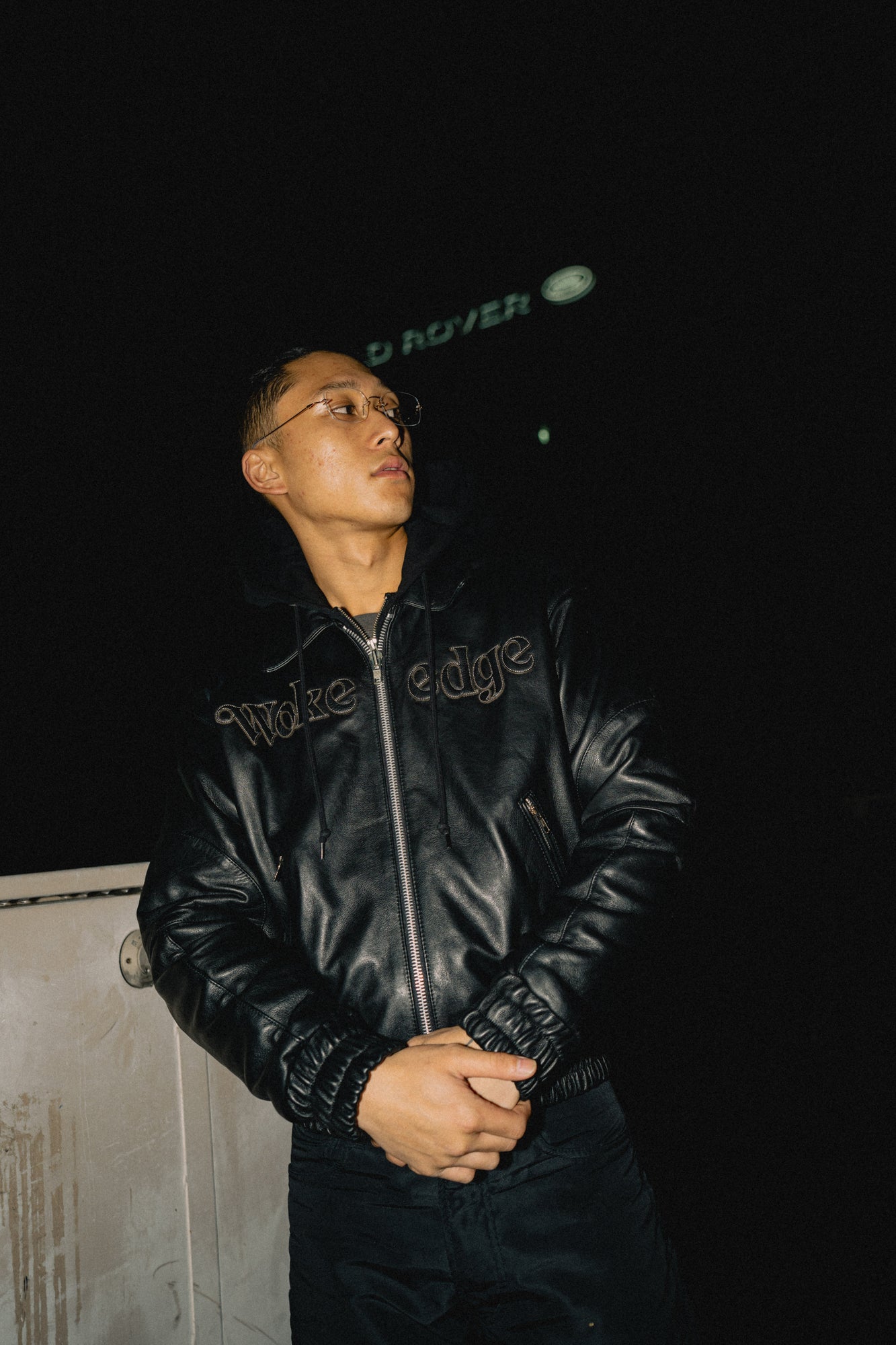 Leather Tech Bomber Jacket